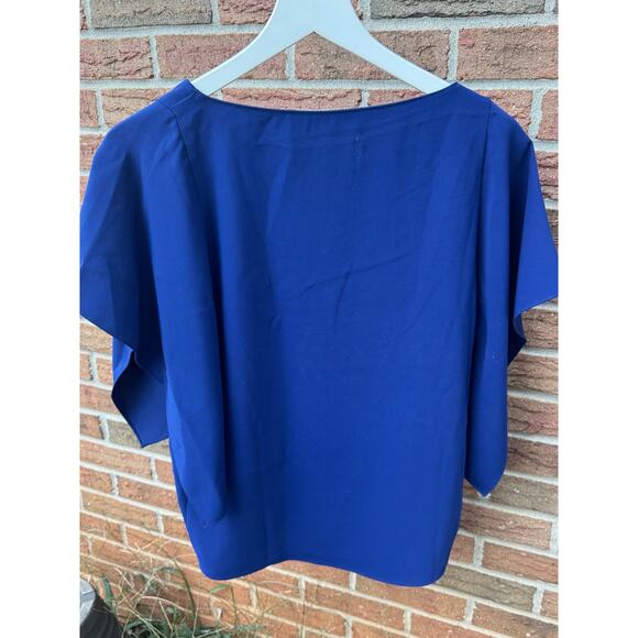 Amanda Uprichard Cobalt Blue Layered Flutter Sleeve Top Size Small - Picture 3 of 6